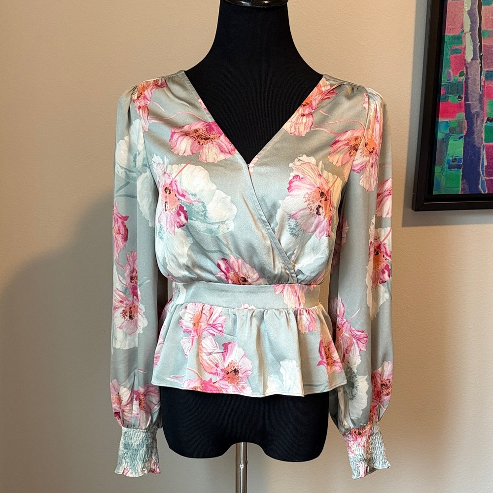Express Floral Wrap Blouse